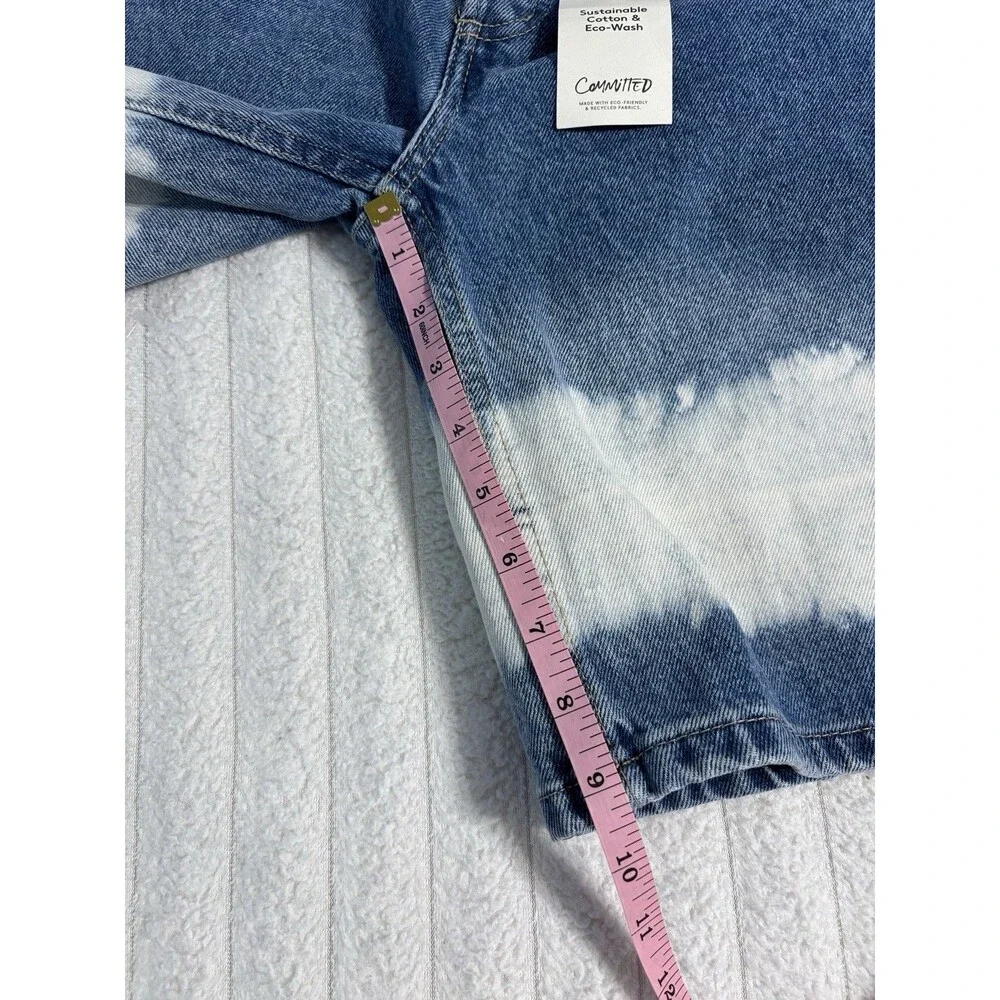 NWT Mango Tie-Dye Bleach Long Bermuda Denim Jean Shorts Womens 2 100% Cotton